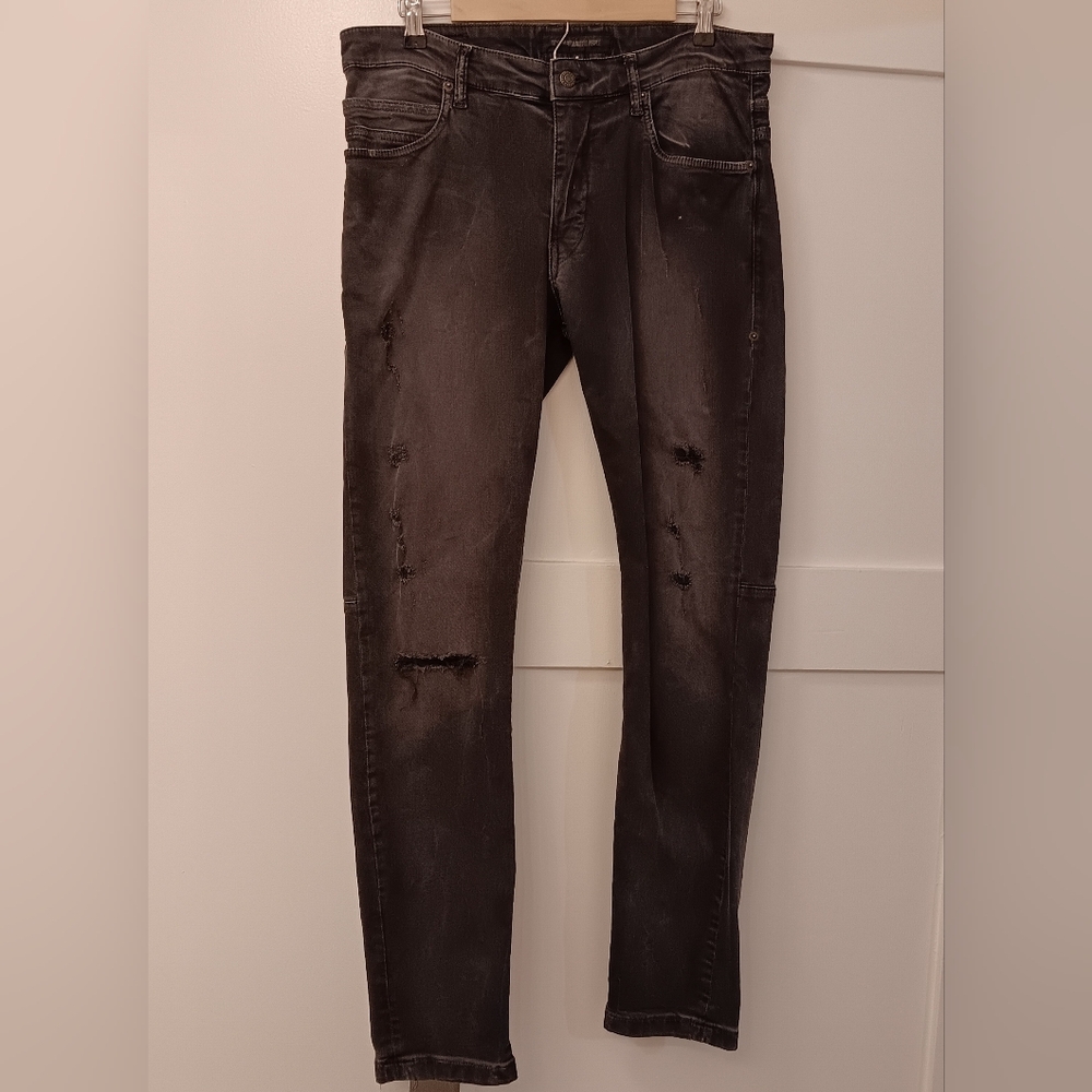 Men's Distressed Black Jeans